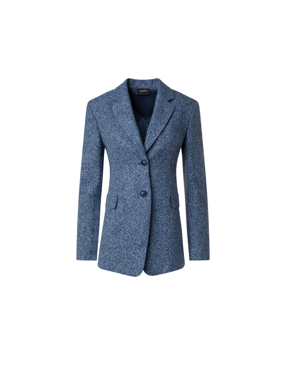 Designer Lange Tweed-Flanell-Jacke aus Kaschmir-Leinen - Grau