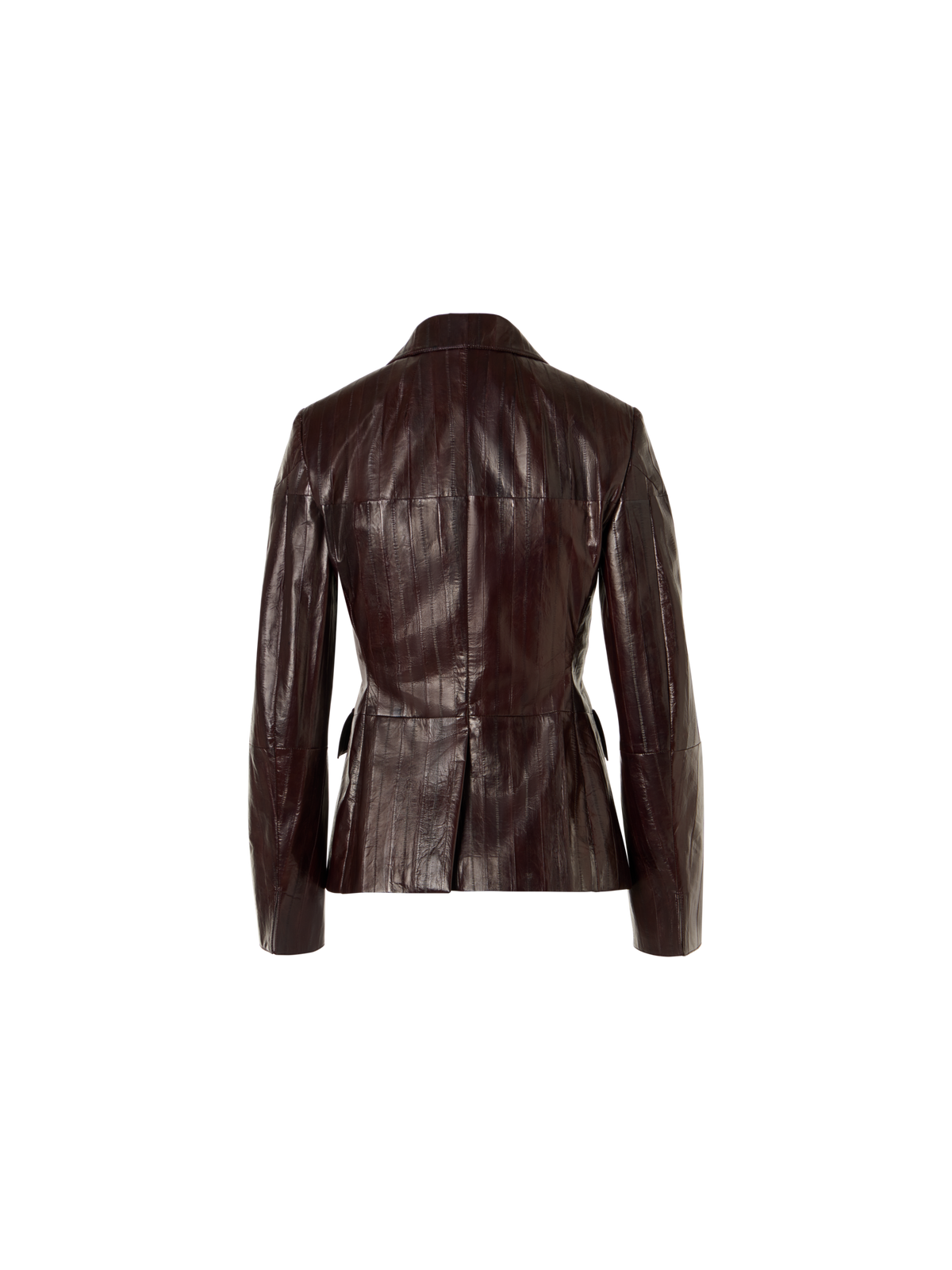 Designer Taillierte Jacke aus lackiertem Aalleder - Braun