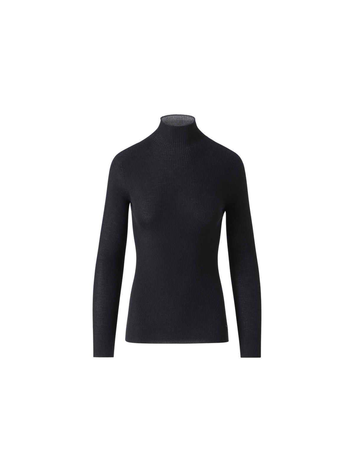 Designer Kaschmir-Seiden-Strickpullover mit Stehkragen - Schwarz