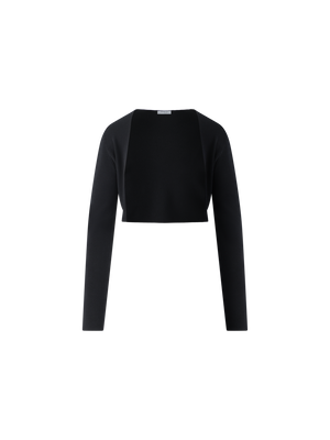 Designer Cropped Bolero-Cardigan aus Merinowolle - Schwarz