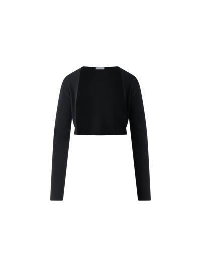 Designer Cropped Bolero-Cardigan aus Merinowolle - Schwarz