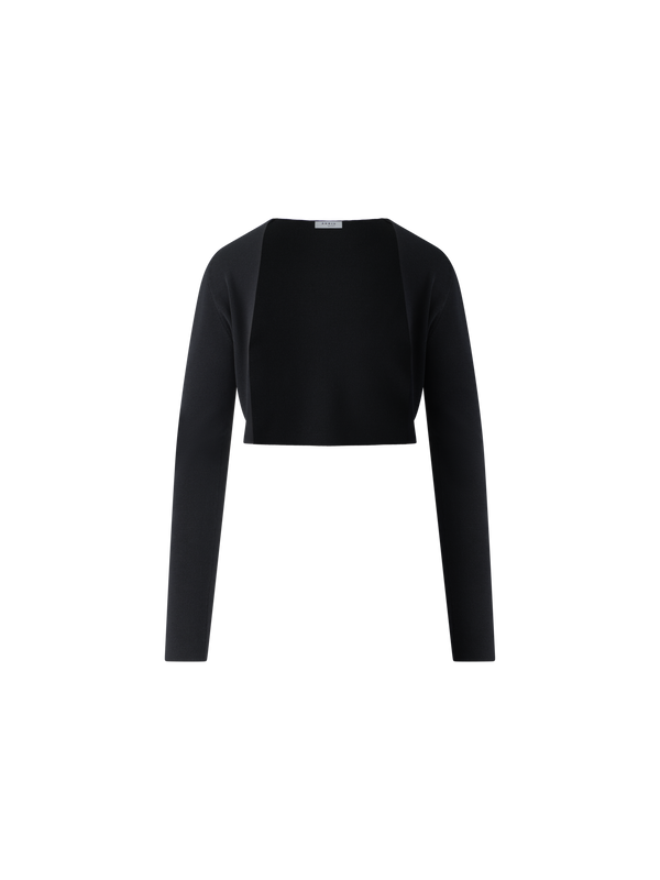 Designer Cropped Bolero-Cardigan aus Merinowolle - Schwarz