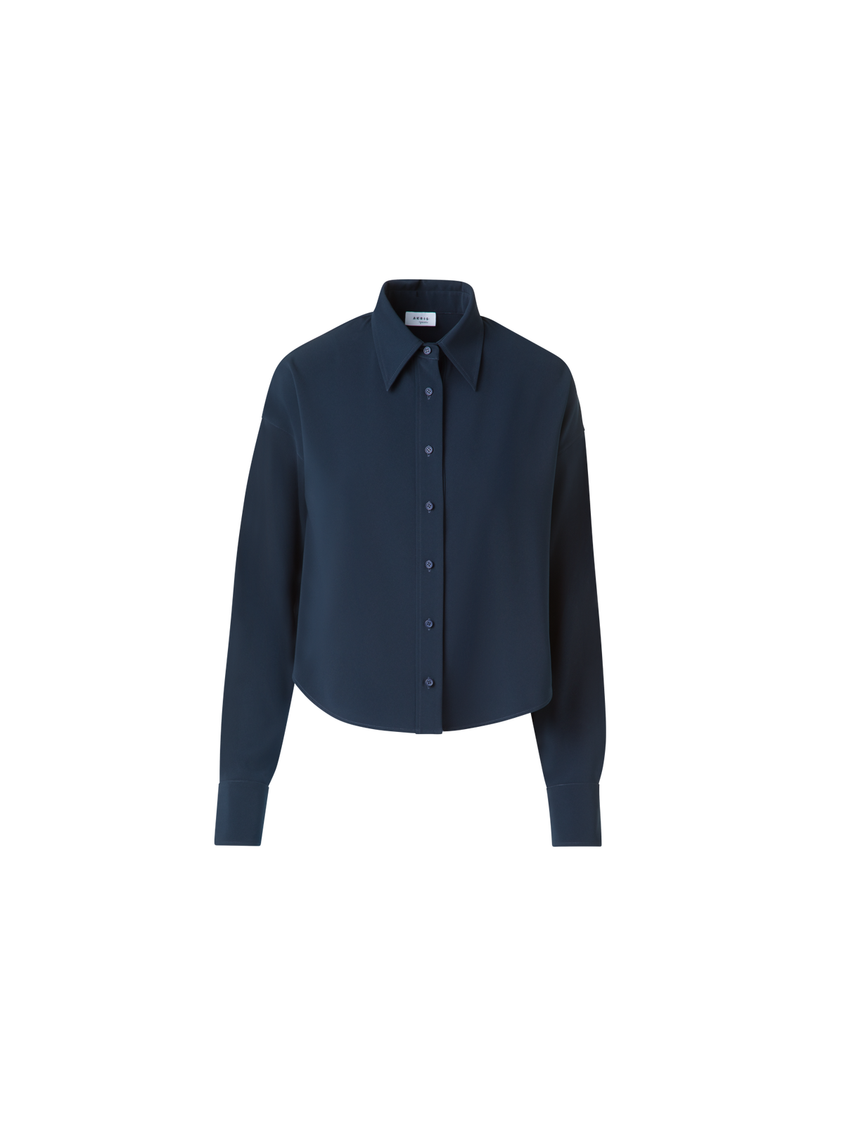 Designer Kurze Boxy-Bluse im Signature Laser Cut - Dunkelblau - Blau