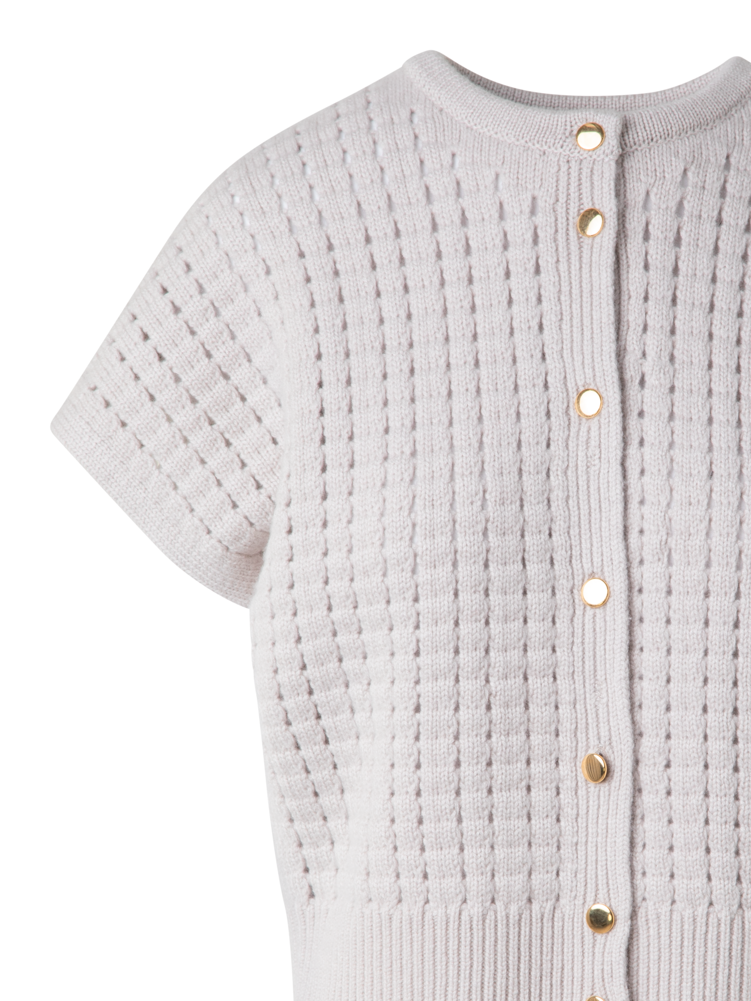 Designer Kurzärmeliger Kaschmir-Cardigan - Beige