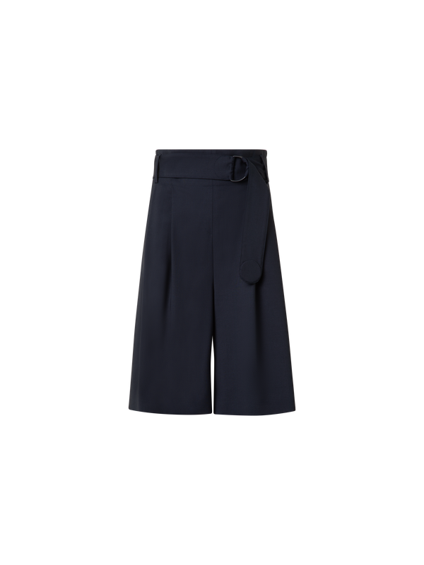 Designer Weite Bermudashorts aus Cool Wool - Dunkelblau