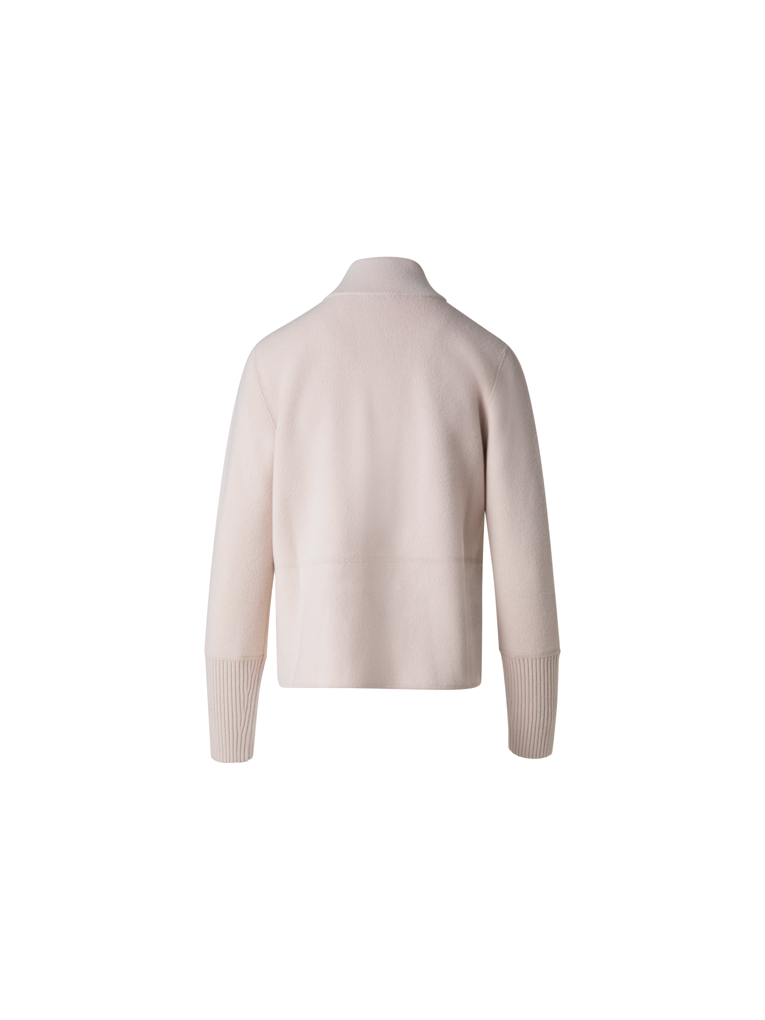 Designer Kaschmir-Piqué-Strickjacke mit Stehkragen - Beige