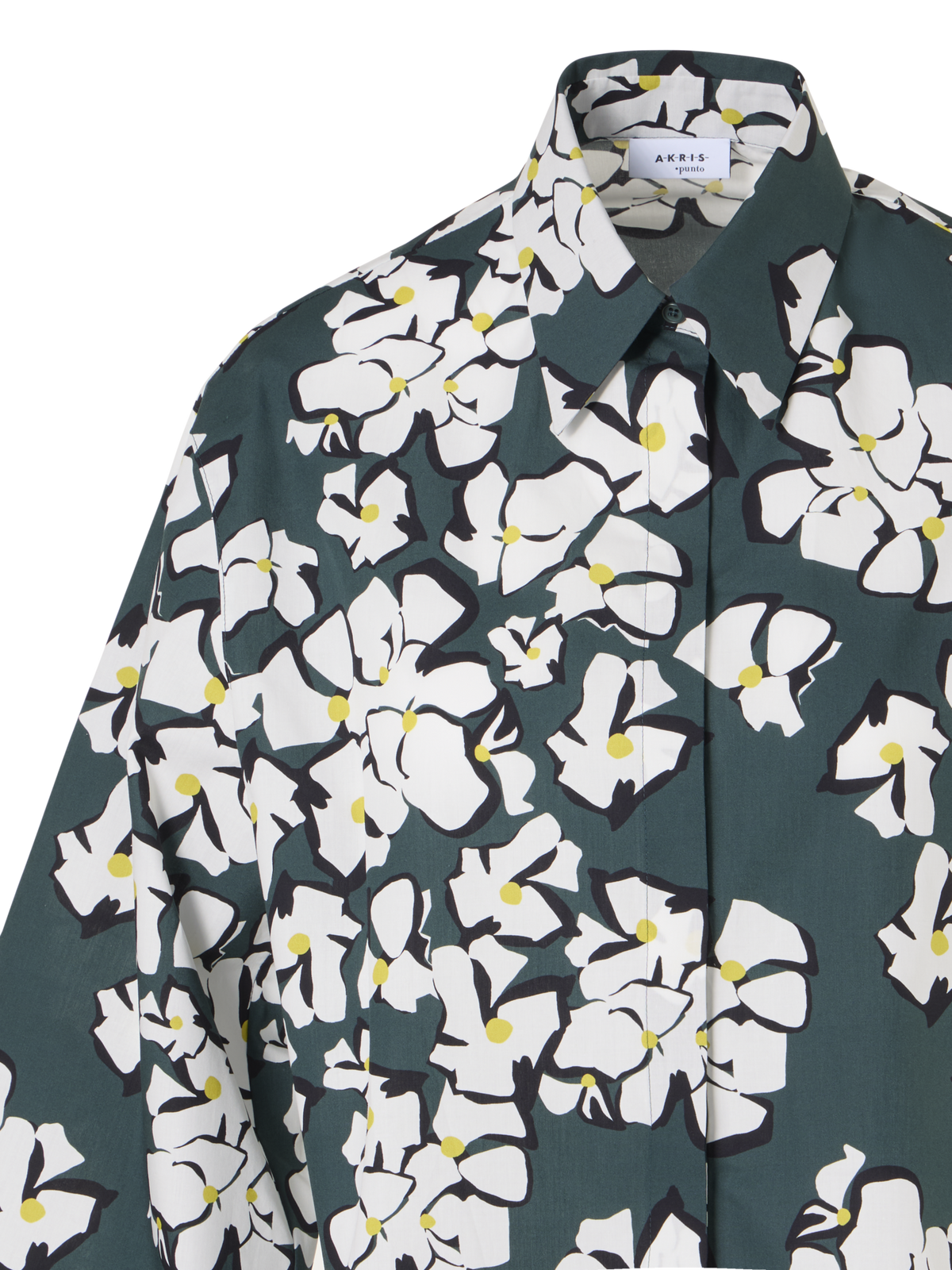 Designer Hemdbluse mit Papercut Flower Print - Grün