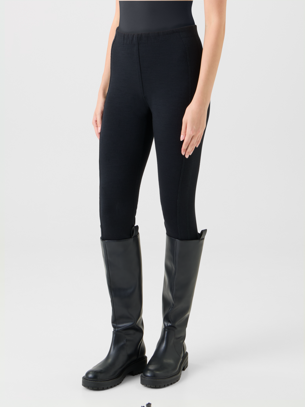 Designer Woll-Baumwoll Scuba Leggings - Schwarz #editorial