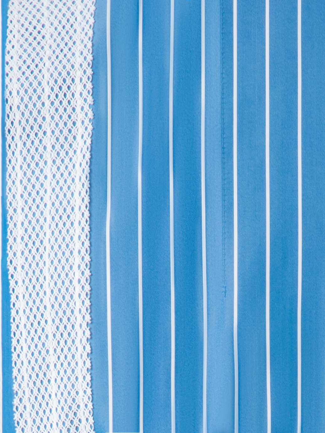 Designer Gestreiftes Baumwoll-Hemdkleid mit Mesh-Band - Blau - Bunt