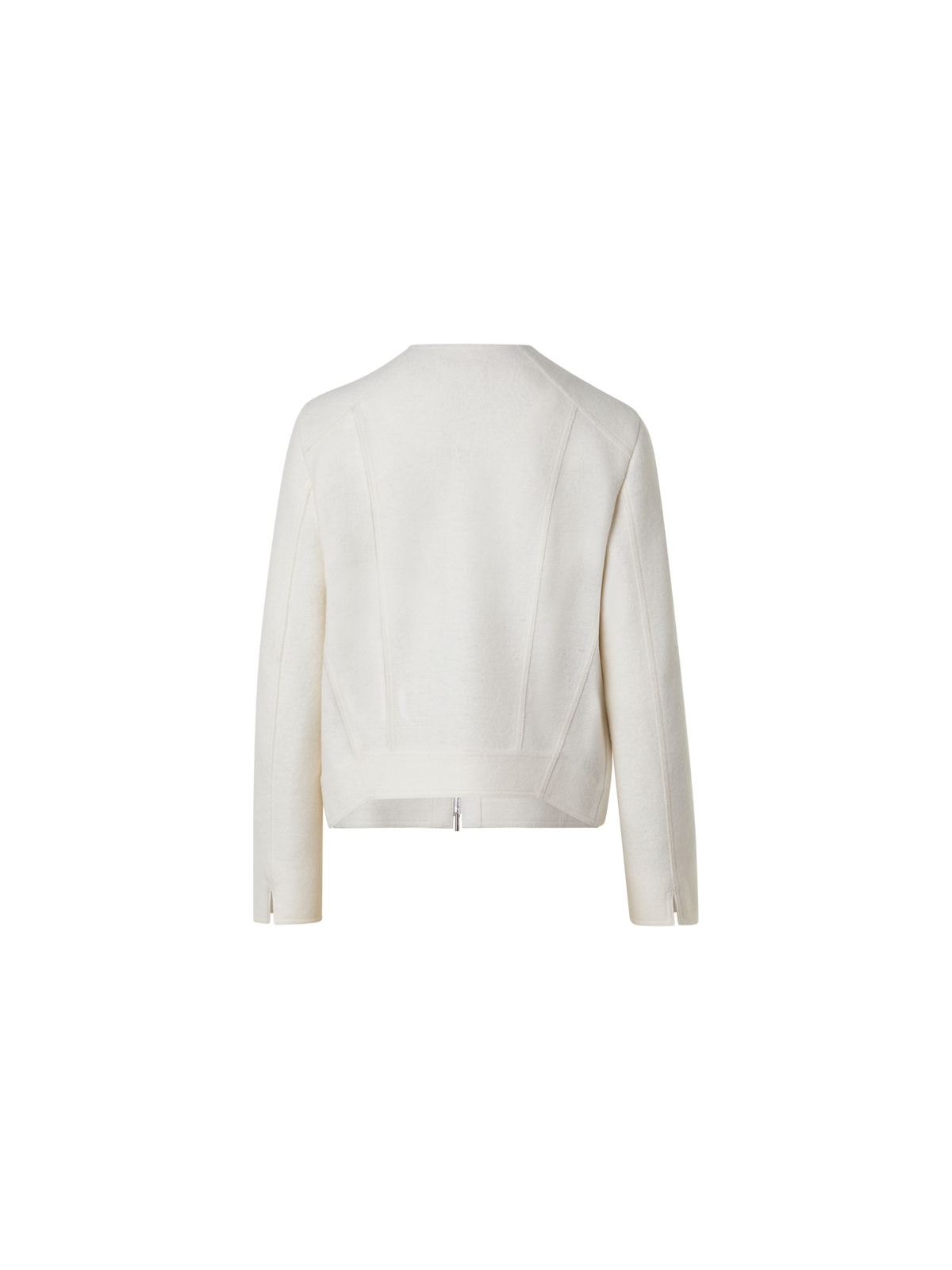 Designer Kurze Jacke aus Wollwalk - Ecru - Weiss