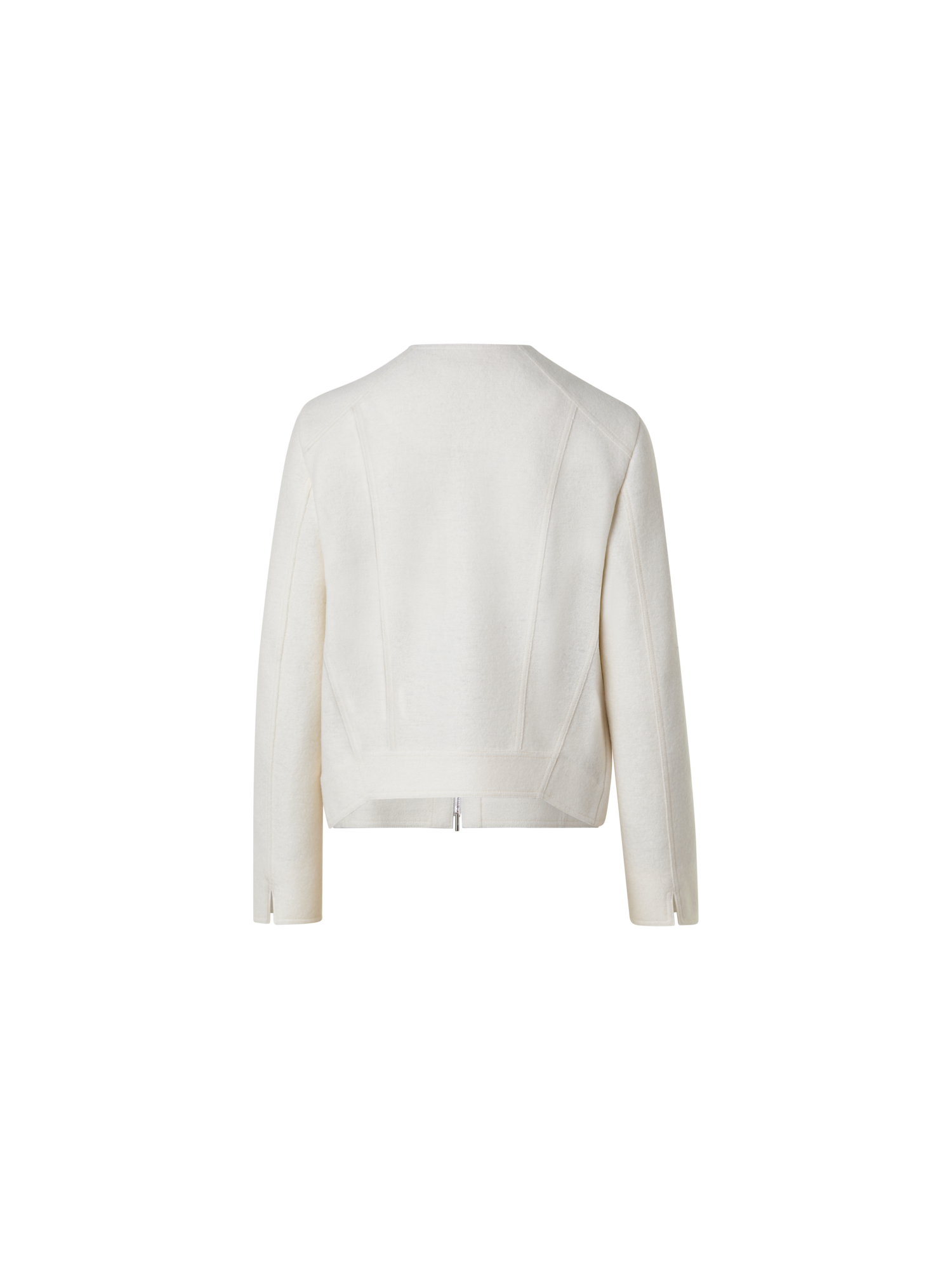 Designer Kurze Jacke aus Wollwalk - Ecru - Weiss