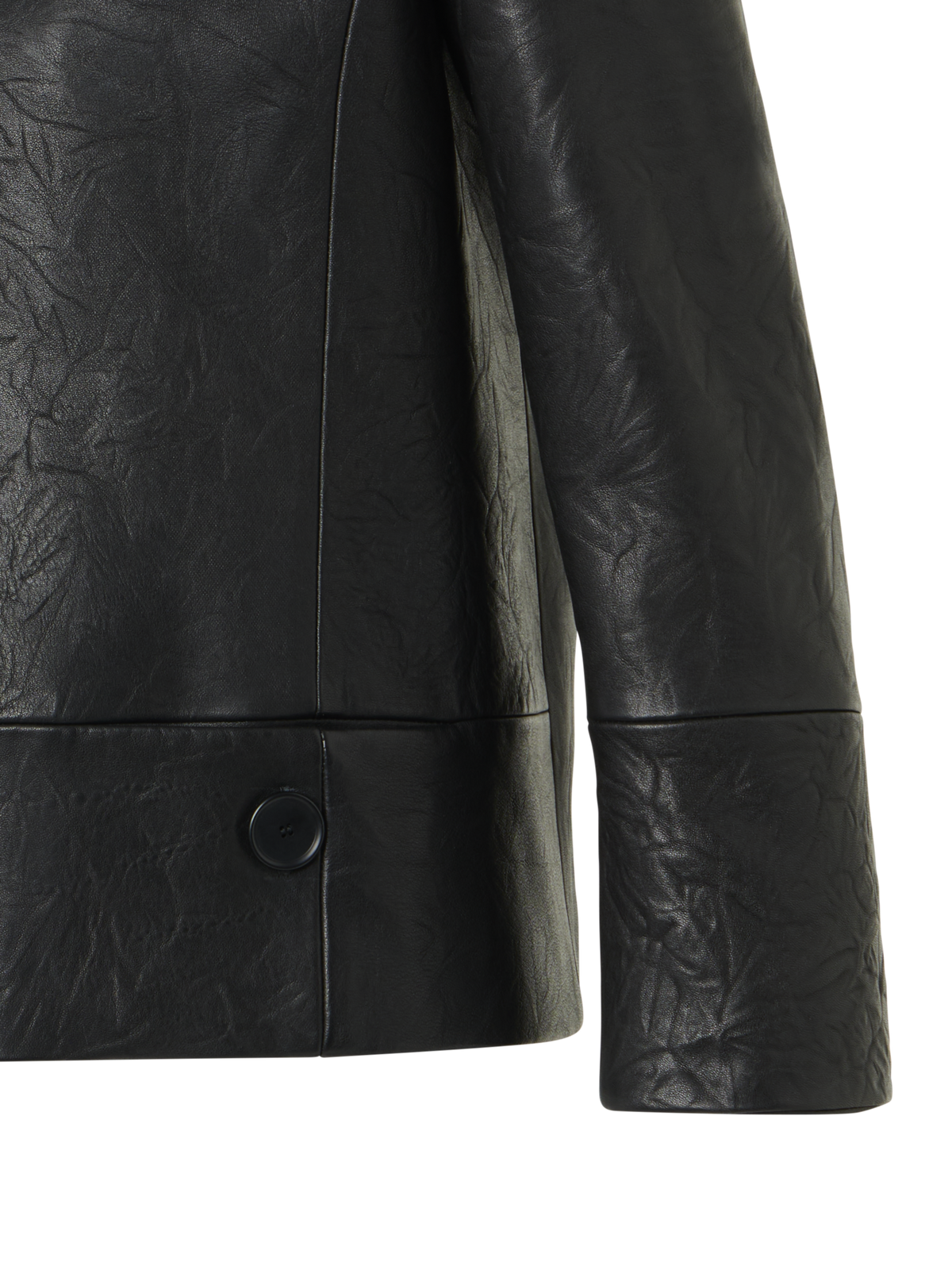 Designer Jacke aus gekräuseltem Lammnappa - Schwarz