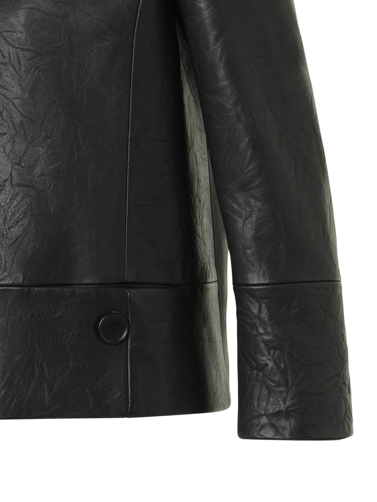 Designer Jacke aus gekräuseltem Lammnappa - Schwarz