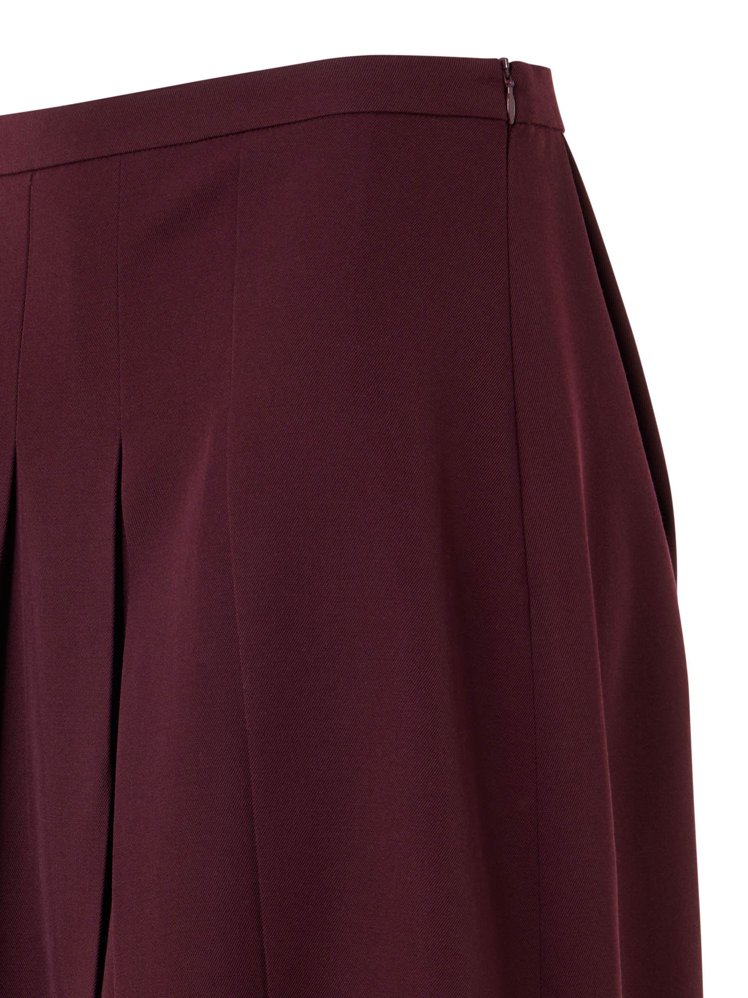 Designer Plissierter Midi-Skort aus Wollgabardine - Rot