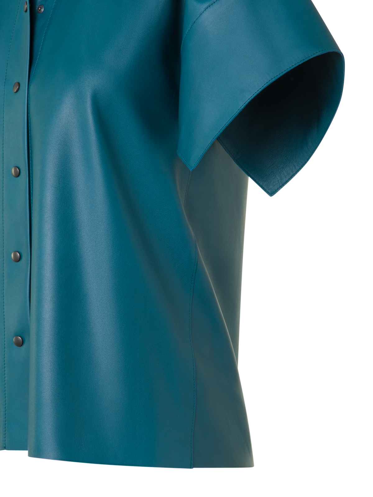 Designer Lederbluse mit kurzen Kimono-Ärmeln - Grün