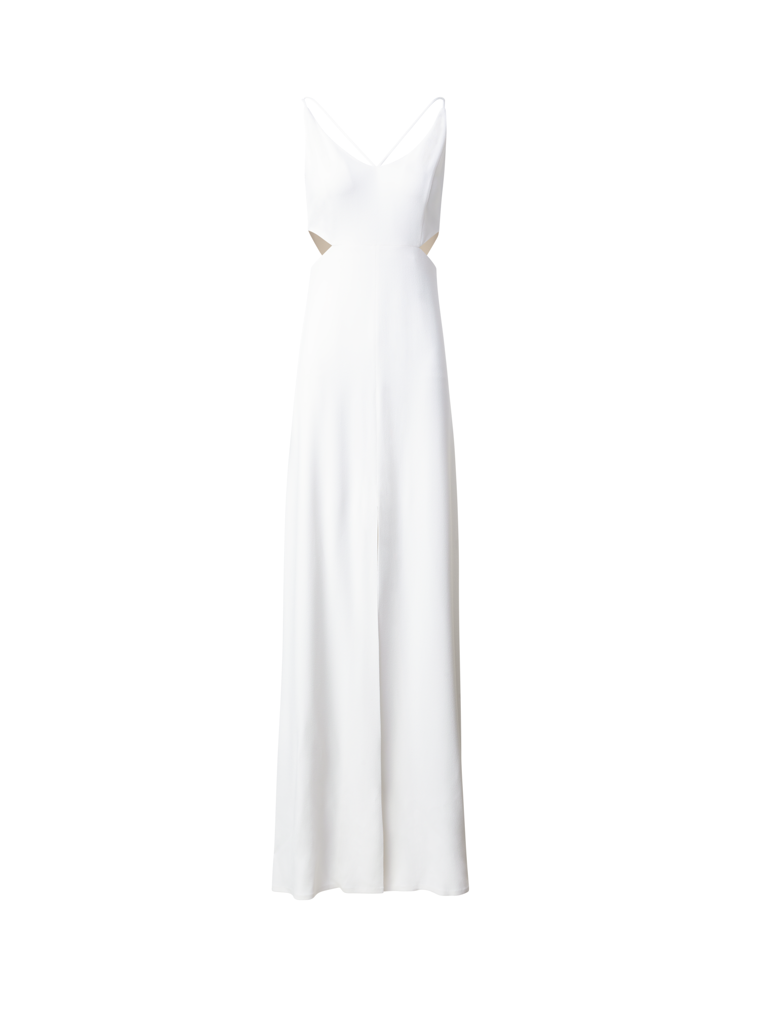 Designer Langes Abendkleid mit seitlichen Ausschnitten - Ecru - Weiss