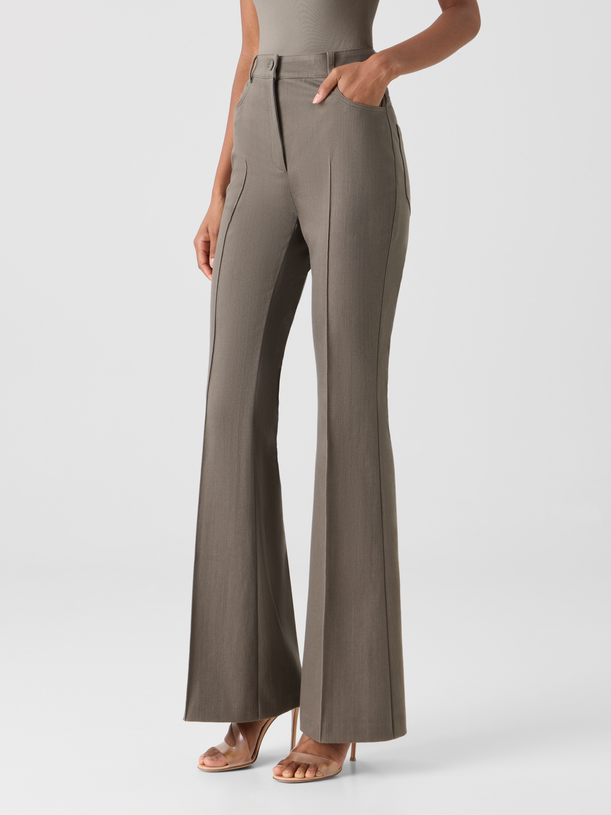 Designer Farid Bootcut-Hose aus Baumwolldenim - Beige