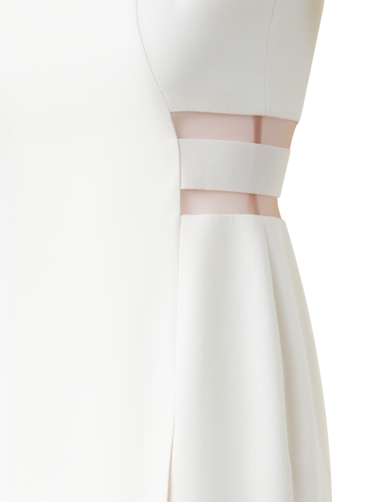 Designer Etuikleid aus Baumwollseide mit Ausschnitten - Ecru - Weiss