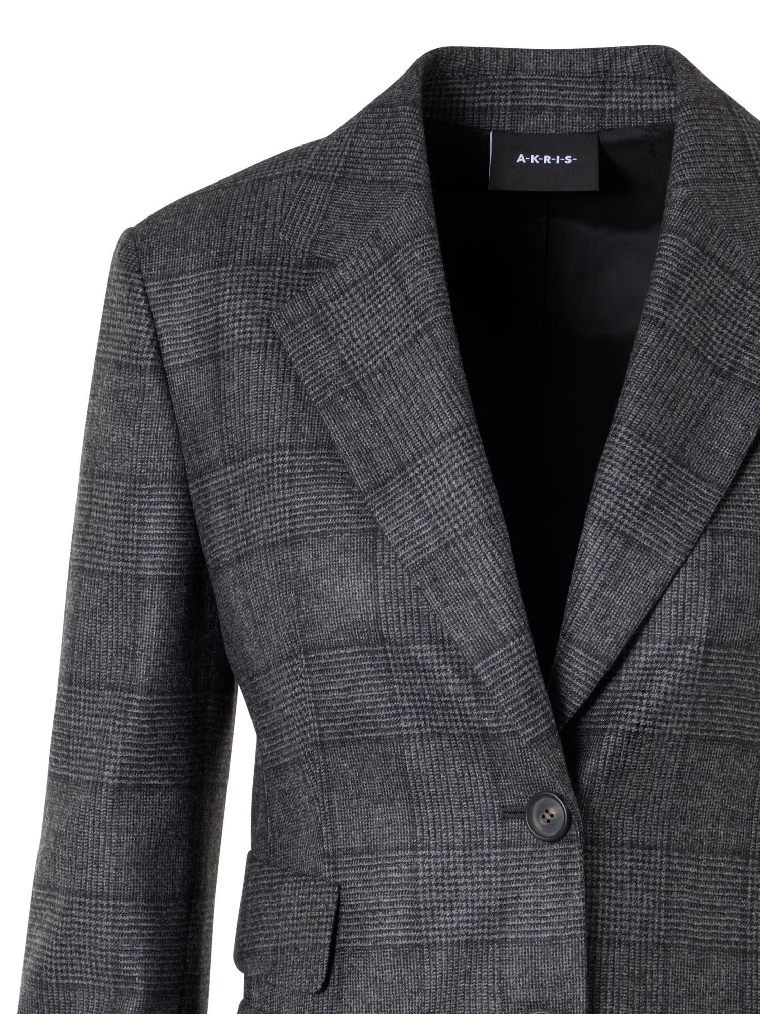 Designer Gerade Flanelljacke mit Glencheck - Grau - Bunt - Schwarz