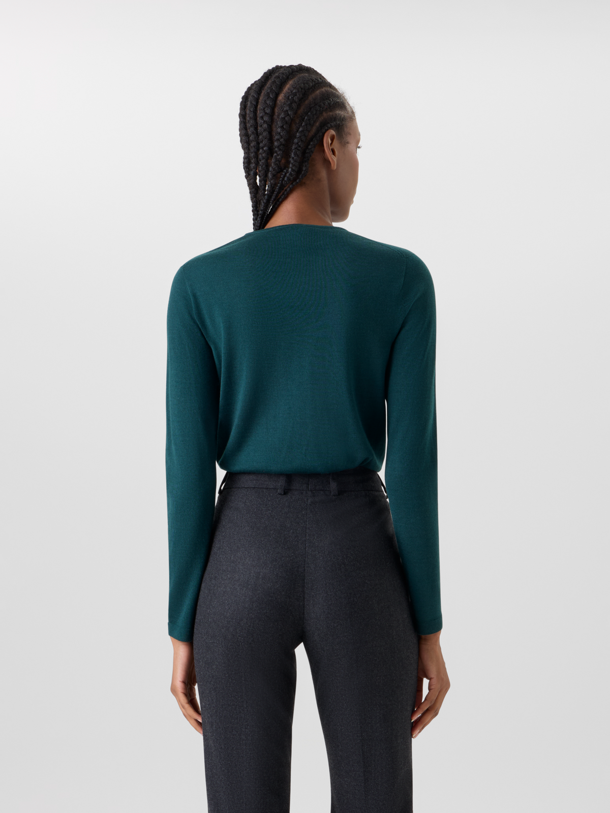 Designer Nahtloser Rundhals-Pullover aus Kaschmirseide - Grün 