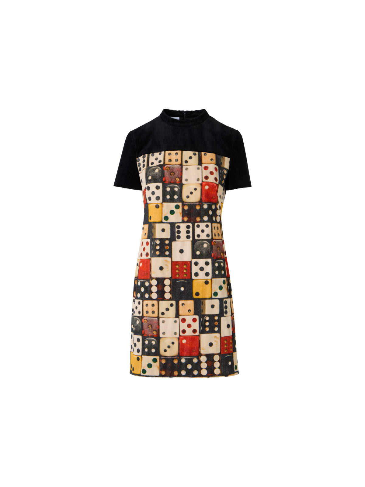 Designer Minikleid aus Baumwollcord mit Dice Print - Bunt - Schwarz