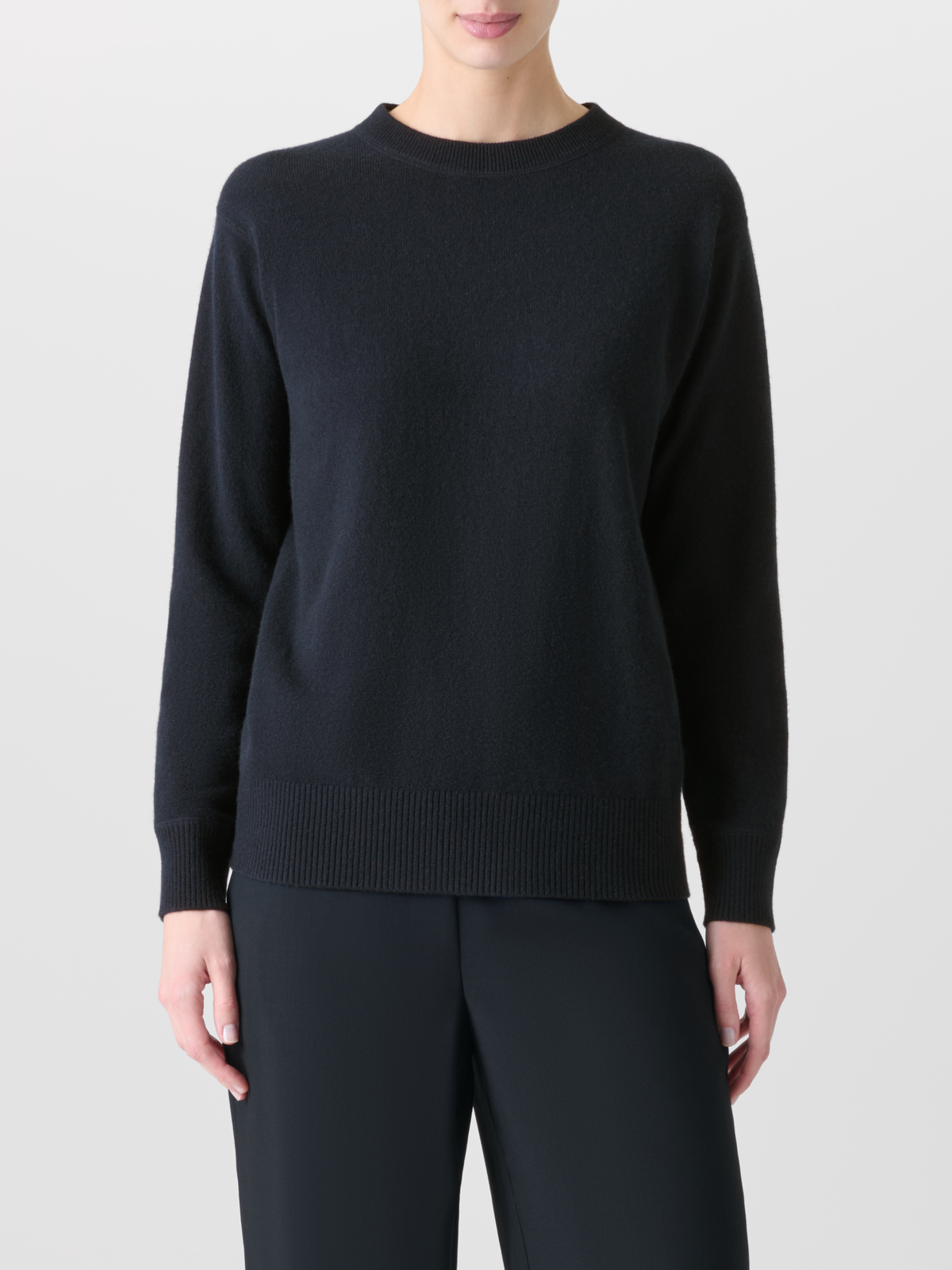 Designer Relaxed Pullover aus reinem Kaschmir - Schwarz