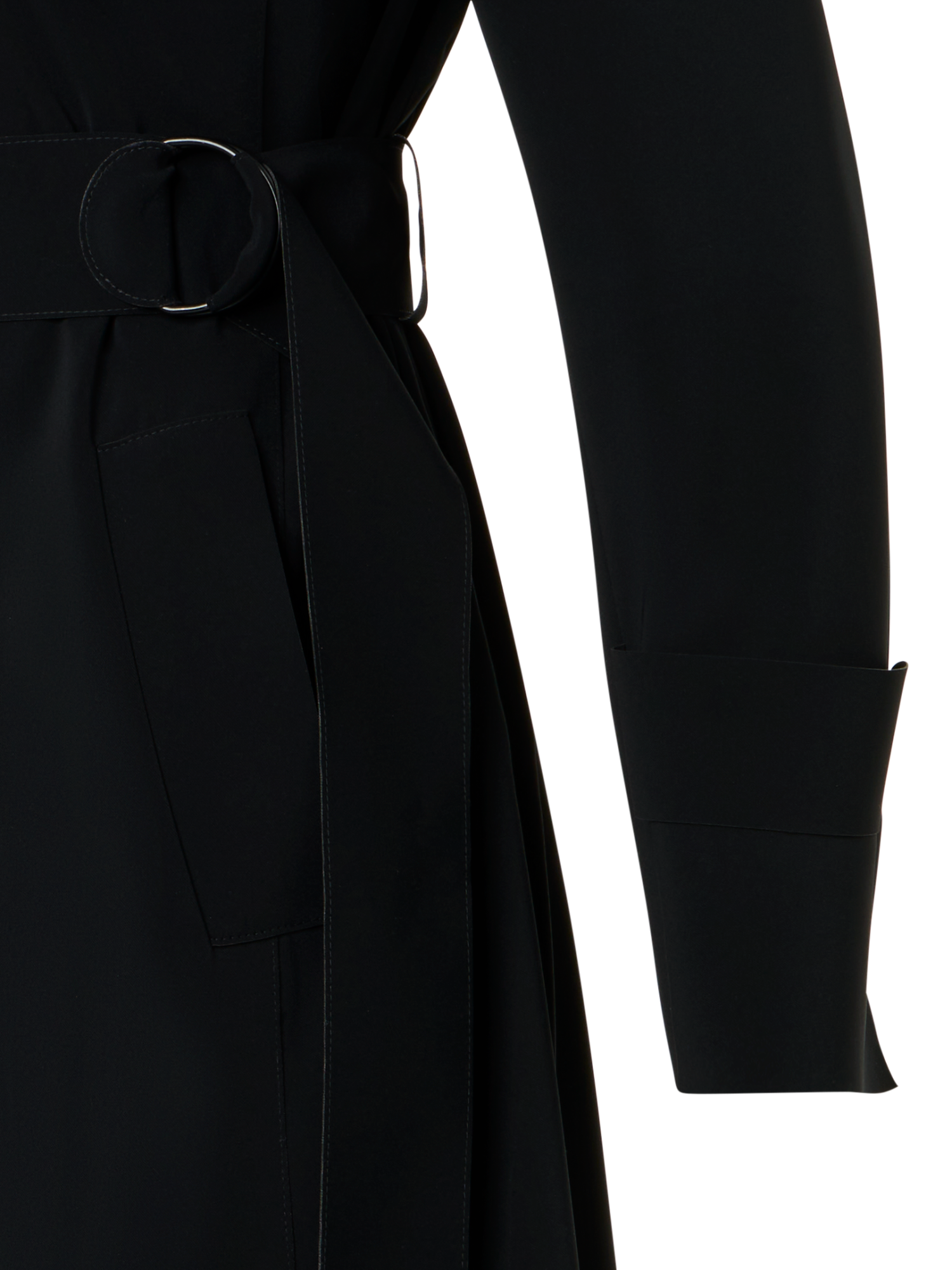 Designer Laser-Cut Trenchcoat aus Crêpe - Schwarz