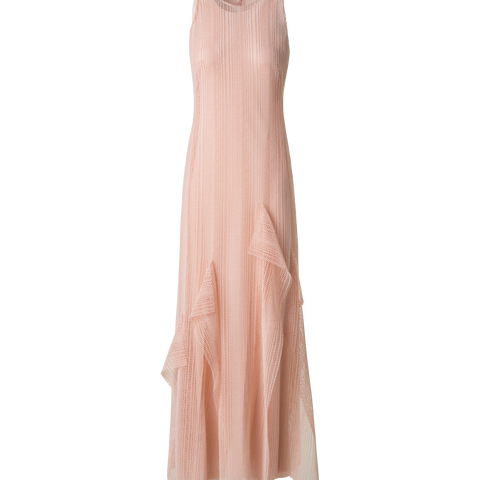 Dégradé Stripe Embroided Evening Dress
