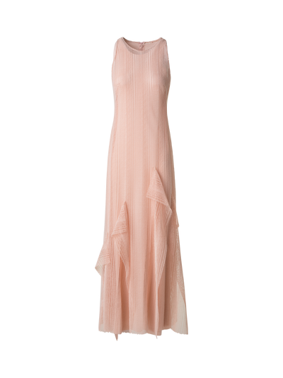 Designer Abendkleid mit Allover Stickerei - Rosa