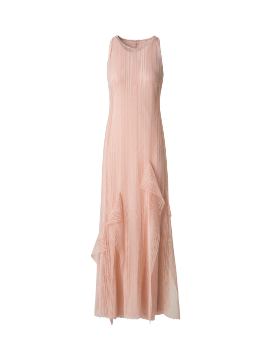Designer Abendkleid mit Allover Stickerei - Rosa
