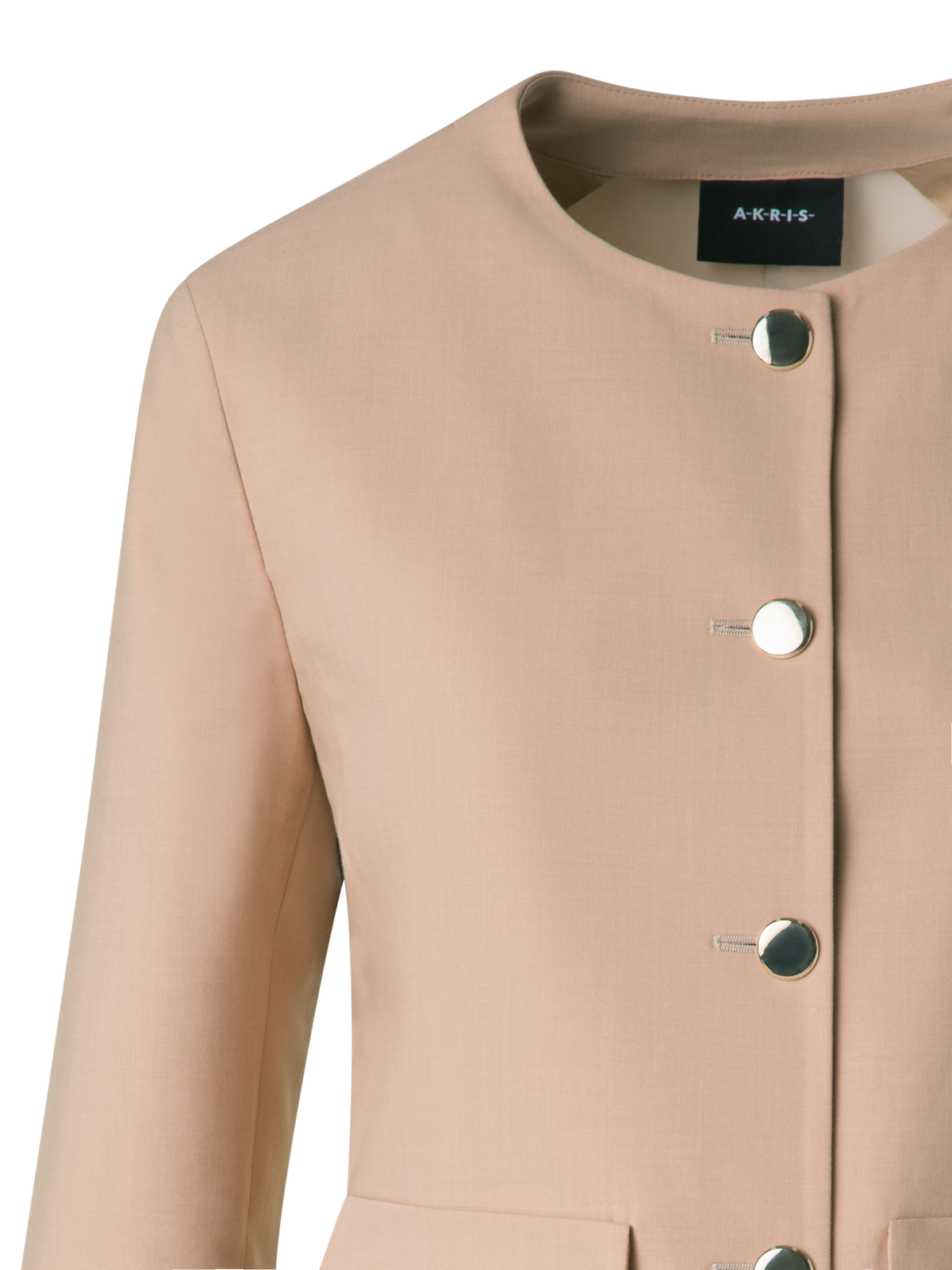 Designer Baumwoll-Doubleface-Jacke mit Goldknöpfen - Beige