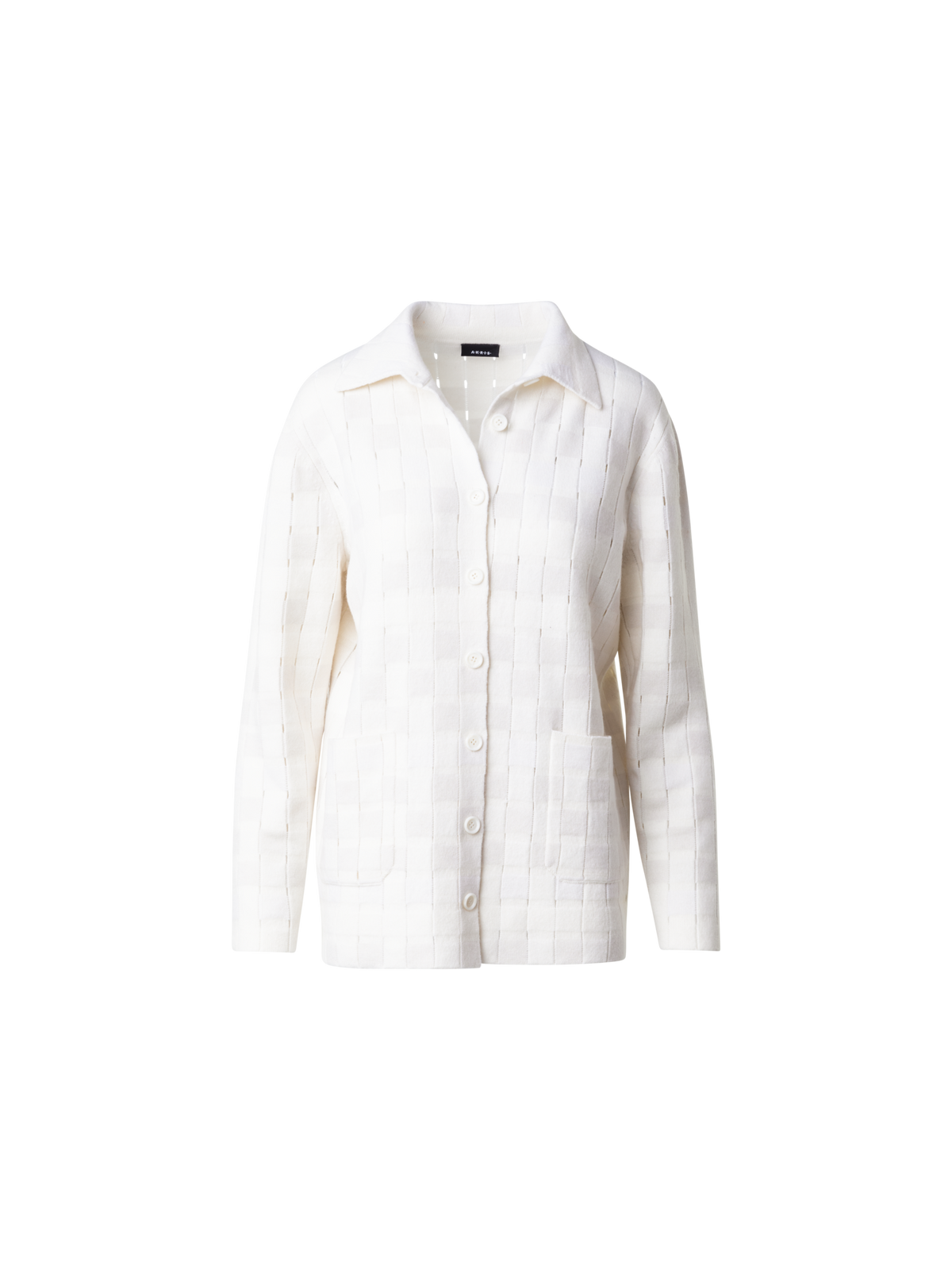 Designer Lange Strickjacke aus Kaschmir-Woll-Mischung - Ecru - Weiss