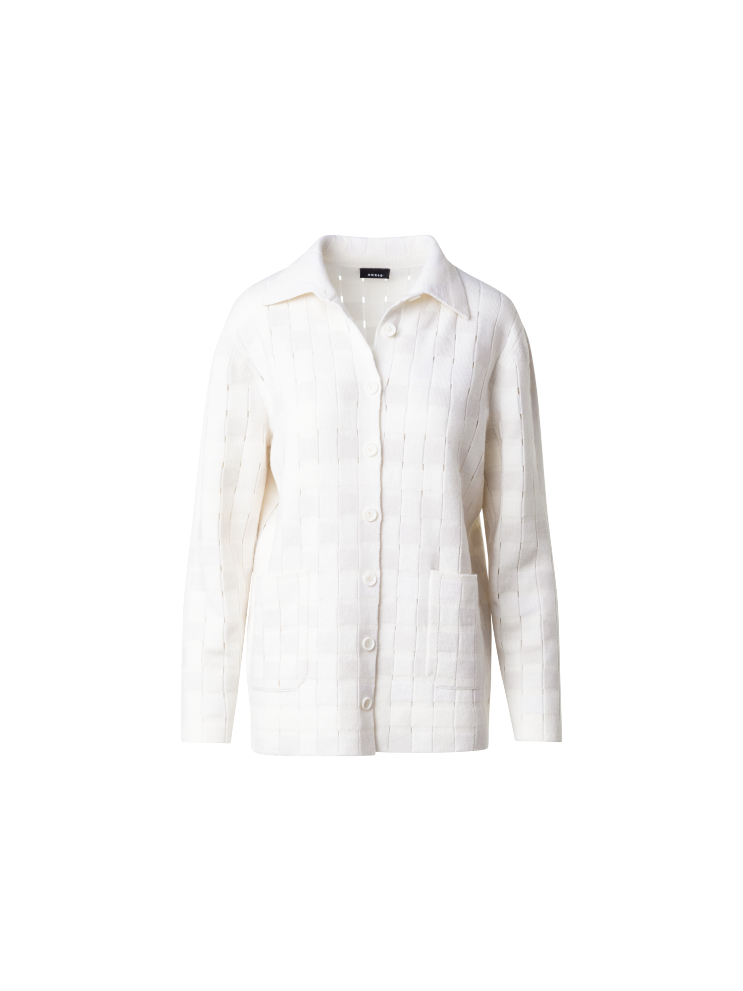 Designer Lange Strickjacke aus Kaschmir-Woll-Mischung - Ecru - Weiss