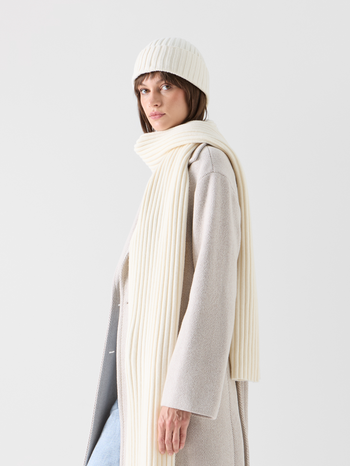 Designer Schal aus Wolle-Kaschmir - Weiss #editorial
