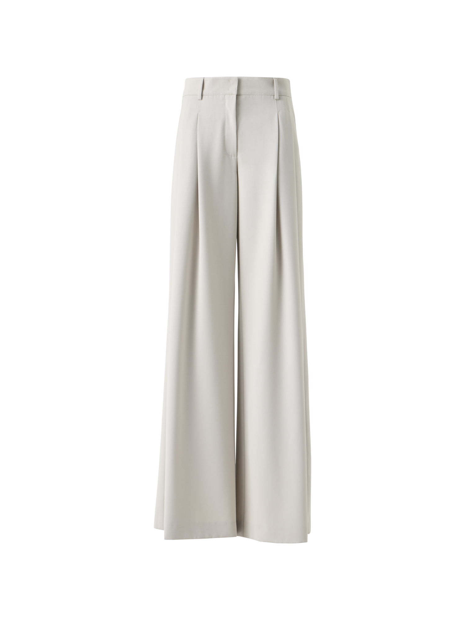 Designer Hose mit weitem Bein aus Wollgabardine - Beige