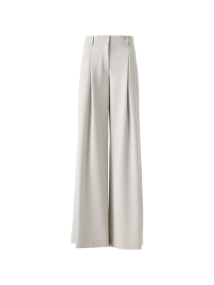 Designer Hose mit weitem Bein aus Wollgabardine - Beige