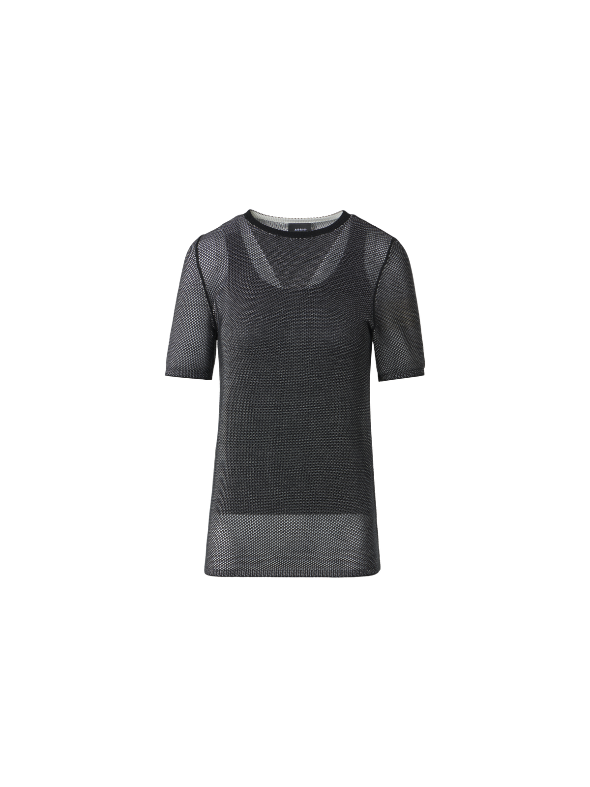 Designer Taillierter Seidenpullover im zweifarbigen Gittermuster - Schwarz