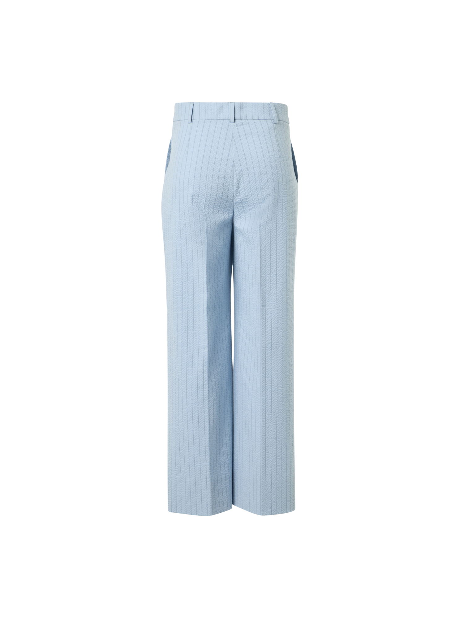 Designer Chiara Cropped Wide Leg Hose aus Seersucker - Blau