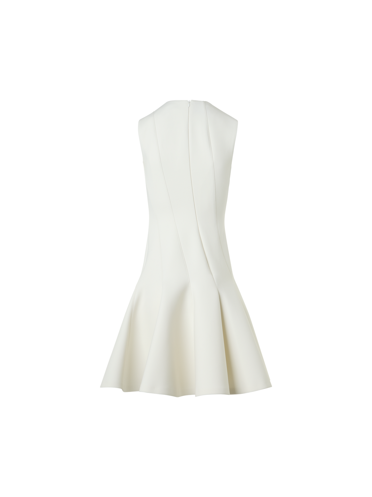 Designer Ärmelloses Techno-Neopren-Fit-and-Flare-Kleid - Ecru