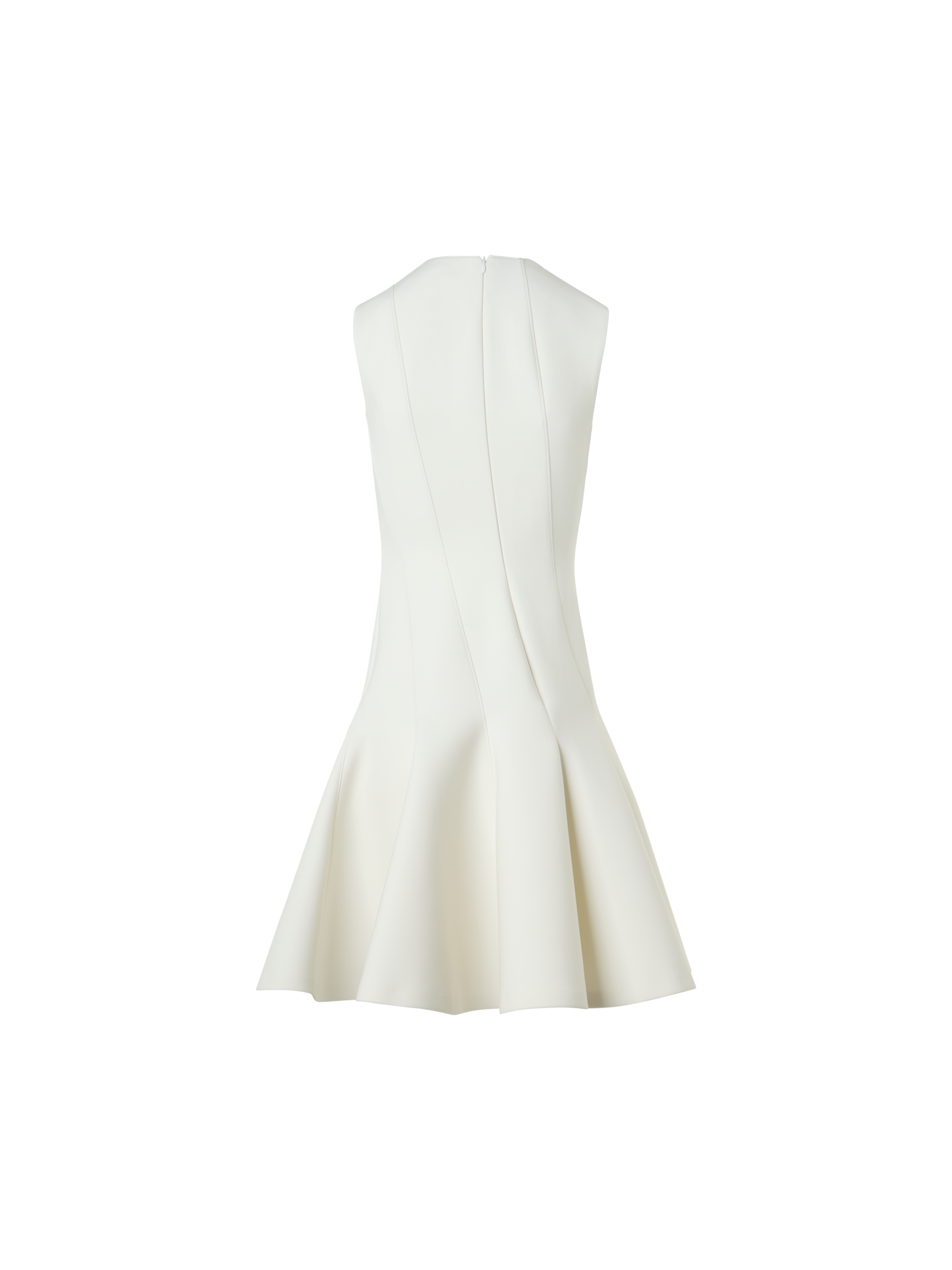 Designer Ärmelloses Techno-Neopren-Fit-and-Flare-Kleid - Ecru