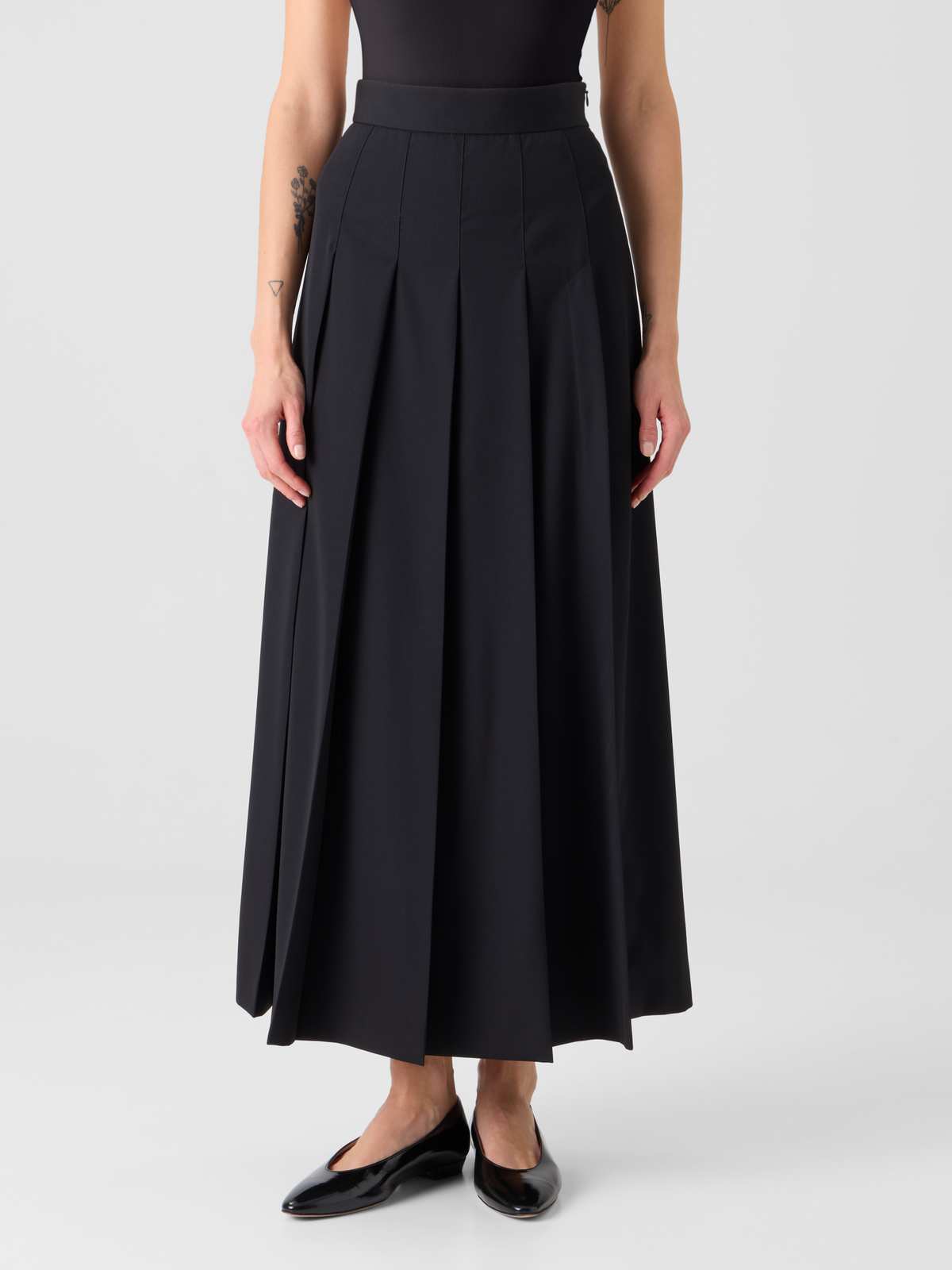 Designer Plissierter Midirock aus Wolle - Schwarz #editorial