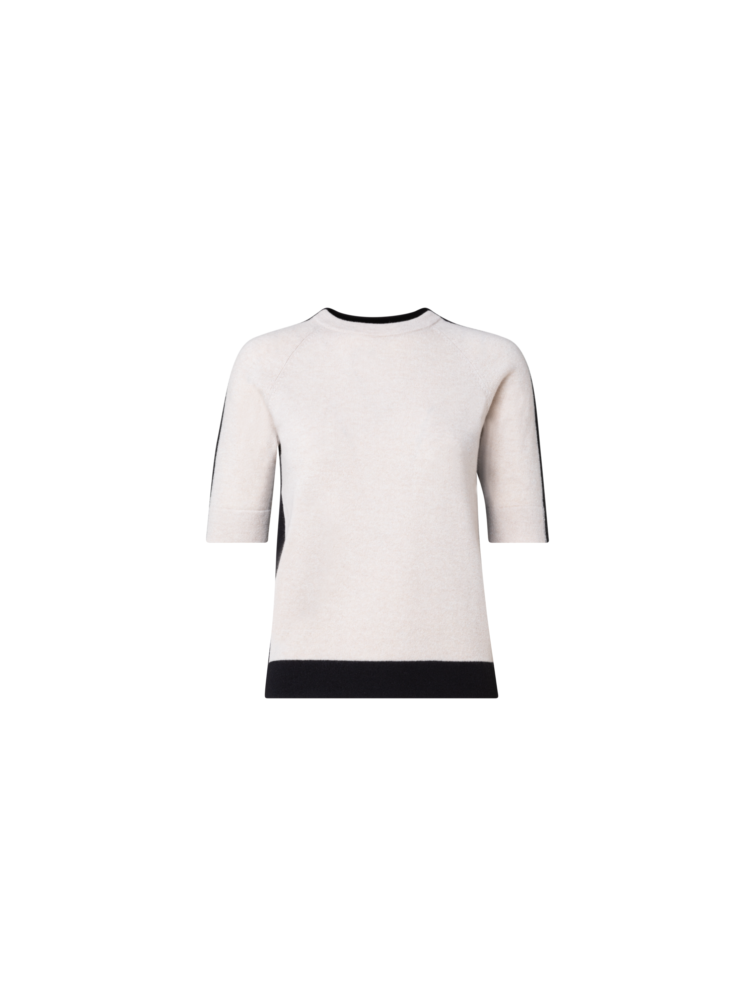 Designer Kurzärmeliger Two-Tone Kaschmirpullover
