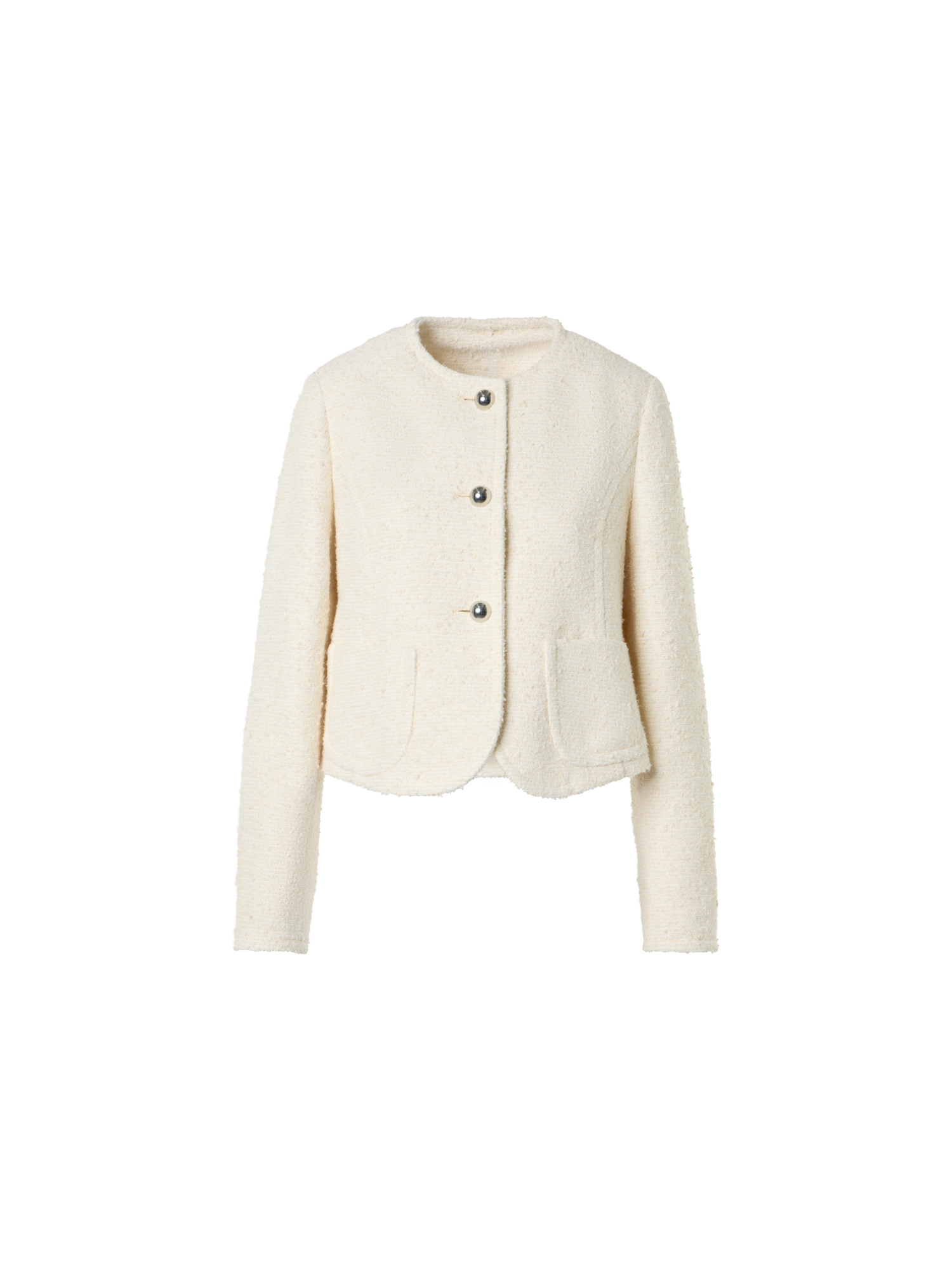 Designer Kastige Sommer-Jacke aus Bouclé-Baumwolle - Ecru