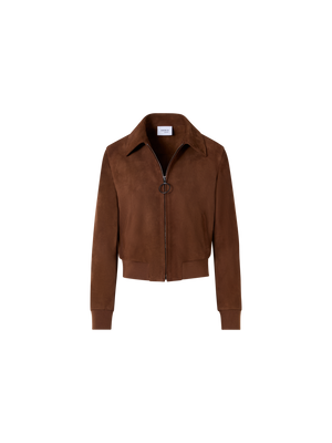 Designer Bomberjacke aus Ziegen-Veloursleder - Braun