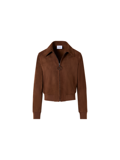Designer Bomberjacke aus Ziegen-Veloursleder - Braun