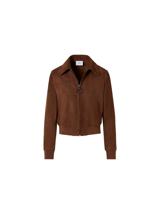 Designer Bomberjacke aus Ziegen-Veloursleder - Braun