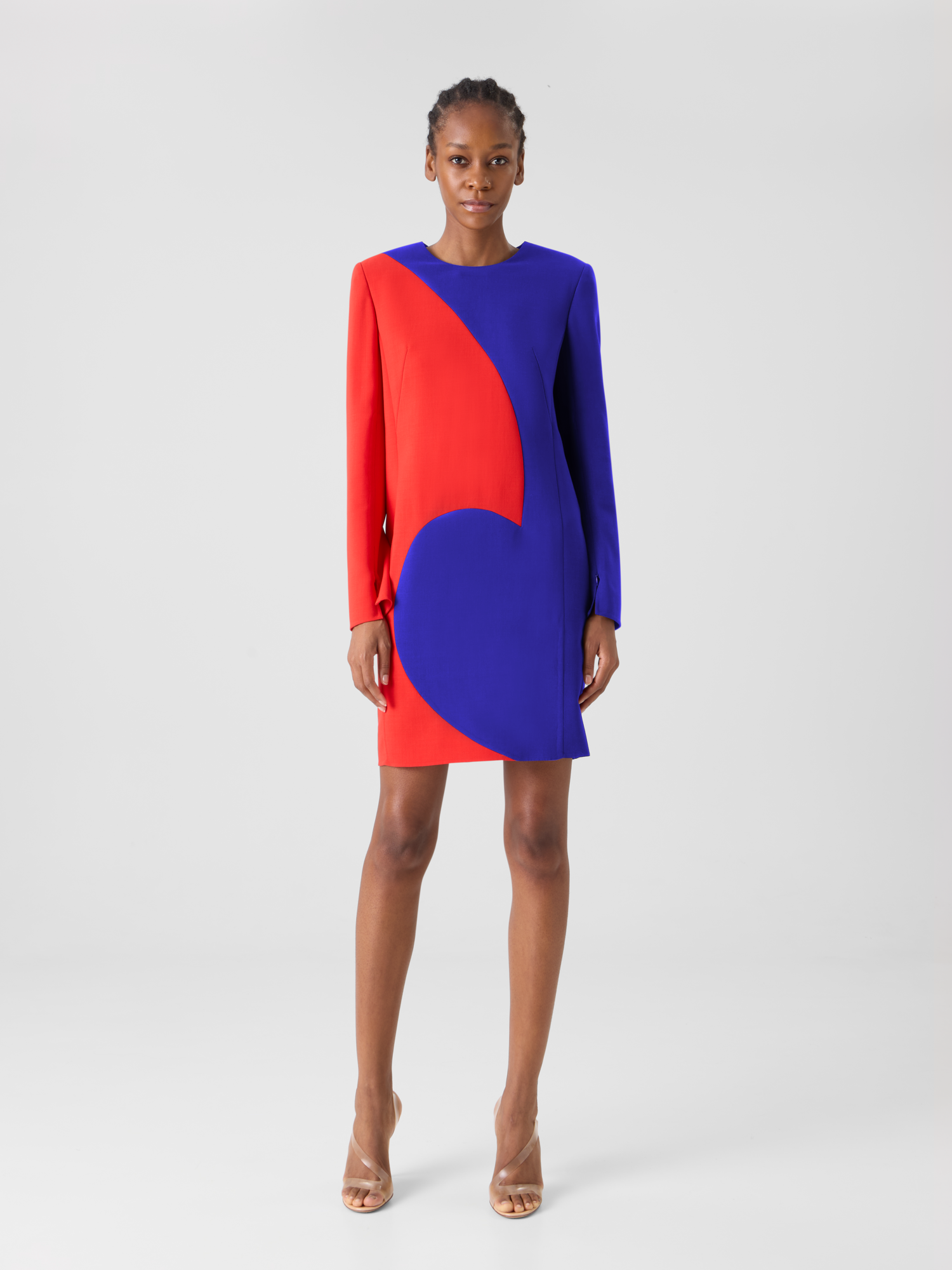 Designer Etuikleid mit Vortex-Patchwork - Bunt 