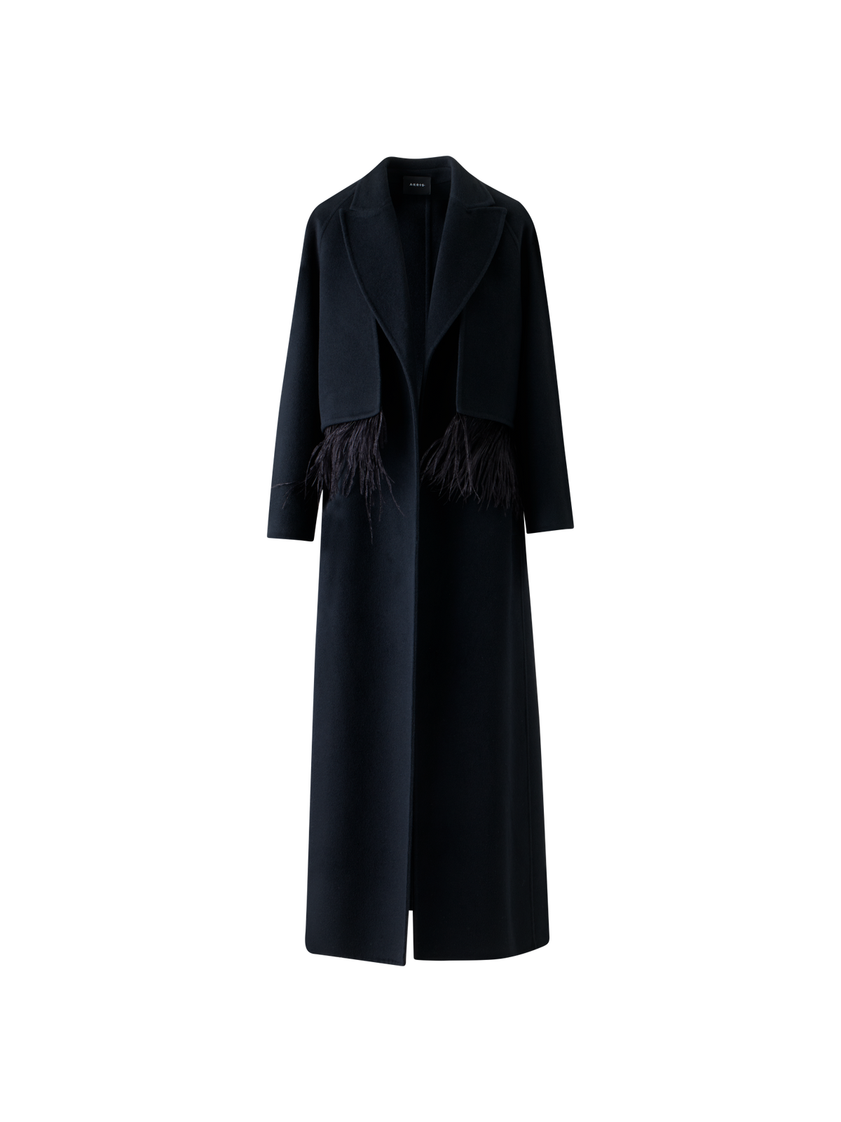 Designer Duo Mantel Gilet & Bolero mit Federnbesatz - Schwarz