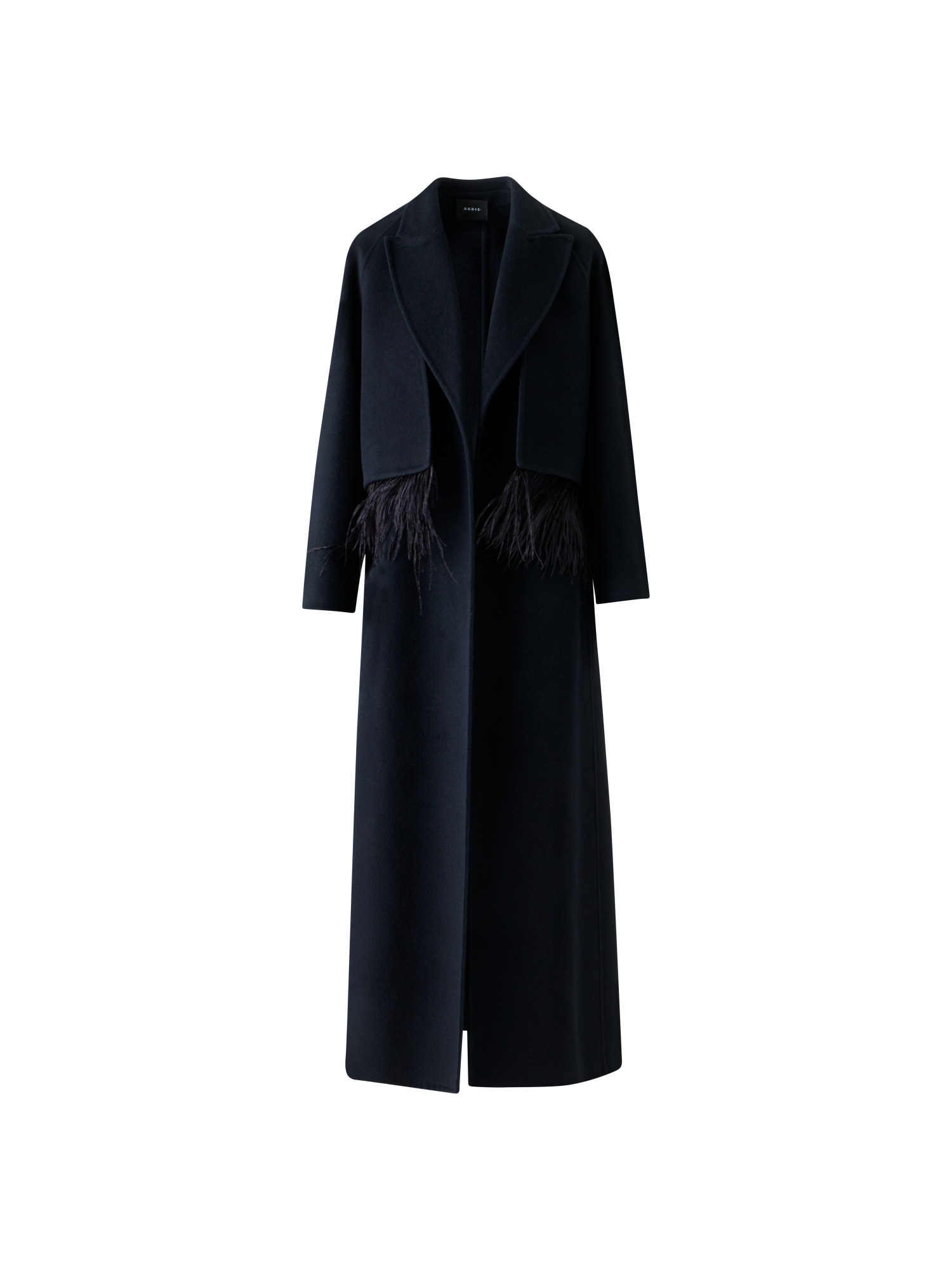 Designer Duo Mantel Gilet & Bolero mit Federnbesatz - Schwarz