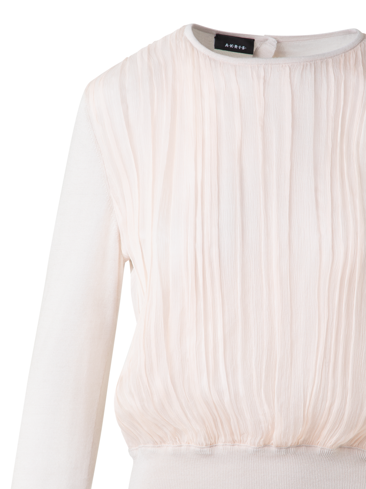Designer Pullover mit Seiden-Chiffon-Front - Beige